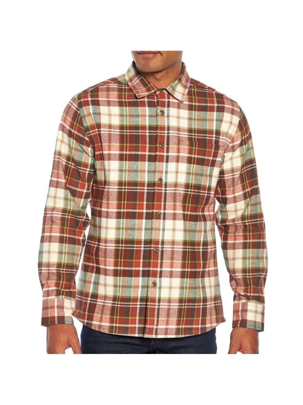 Eddie Bauer Men’s Rust Plaid Brushed Flannel Twill Cotton Shirt